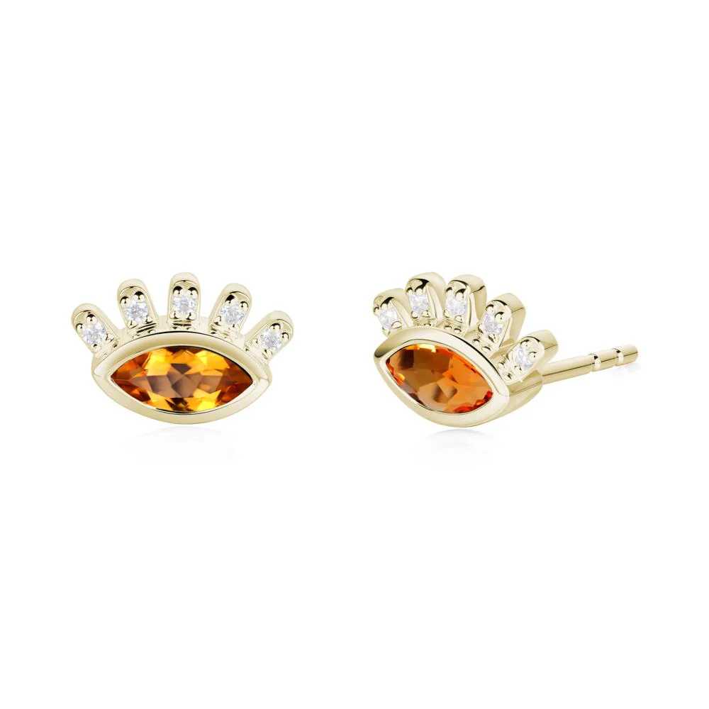 Citrine Evil Eye Stud Earrings - Image 4