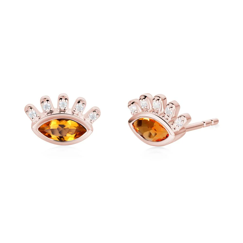 Citrine Evil Eye Stud Earrings - Image 8