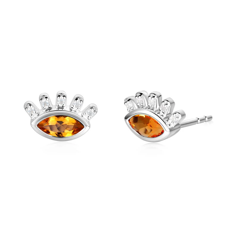 Citrine Evil Eye Stud Earrings - Image 9