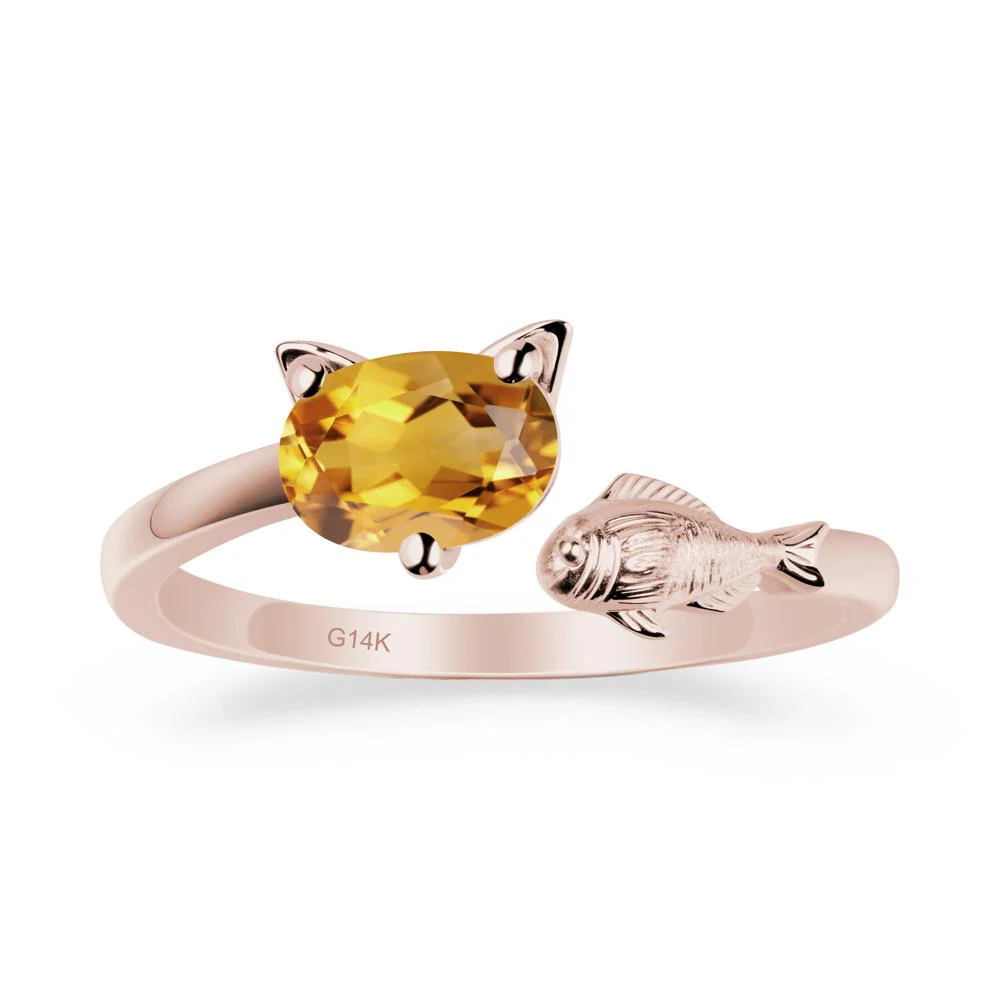 Citrine Fish and Cat Ring