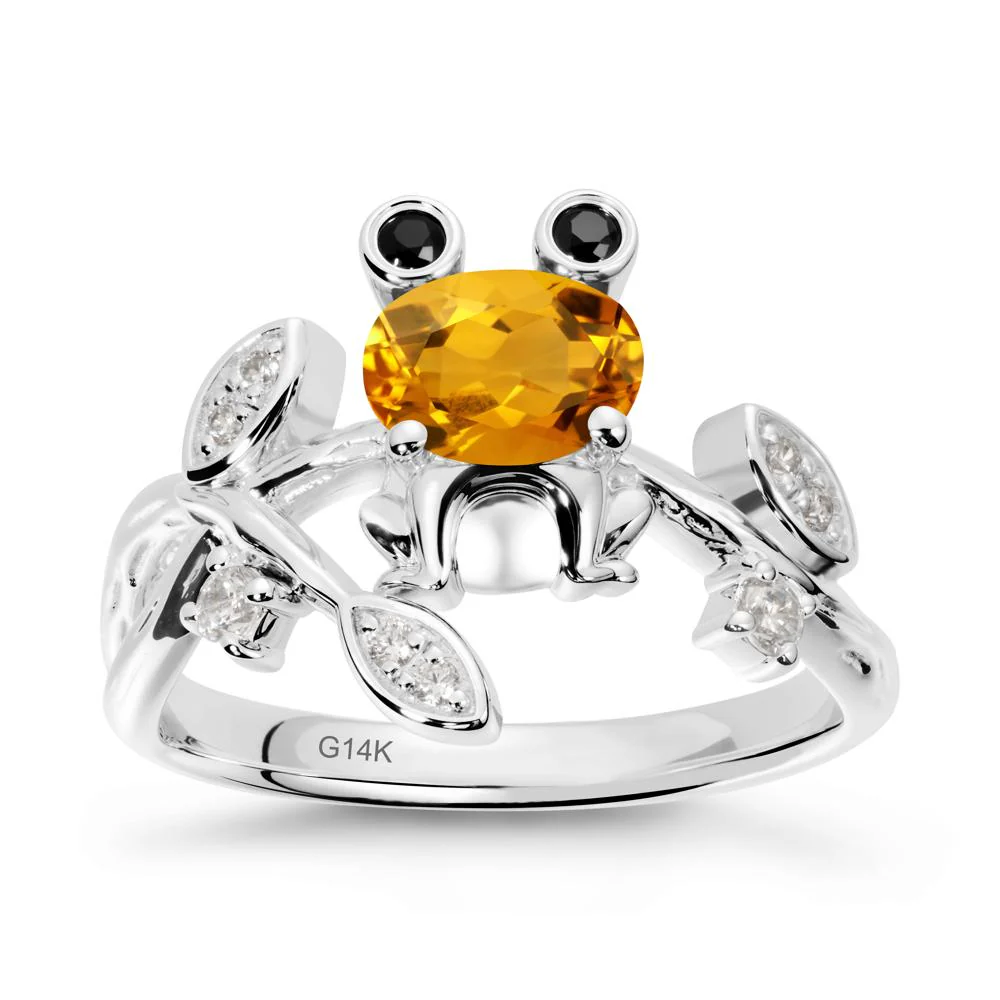 Citrine Frog Ring with Twisting Leaves and Branches - Image 3