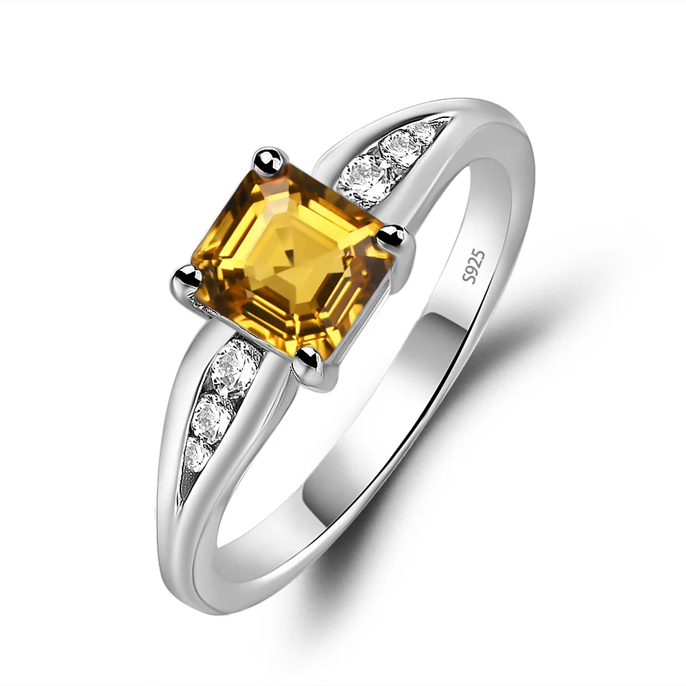 Citrine Ring with Channel Set Band