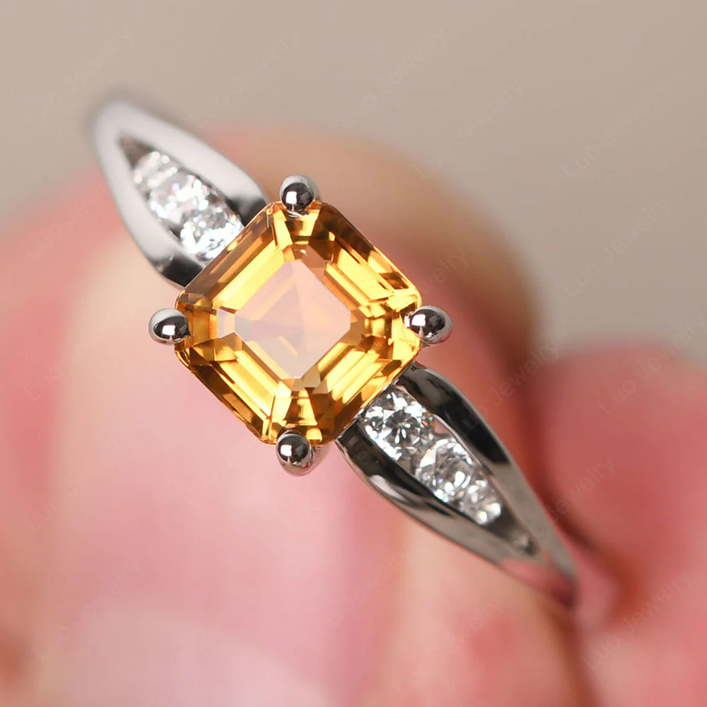 Citrine Ring with Channel Set Band - Image 2