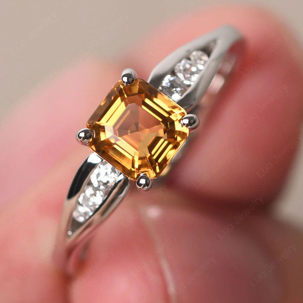 Citrine Ring with Channel Set Band - Image 3