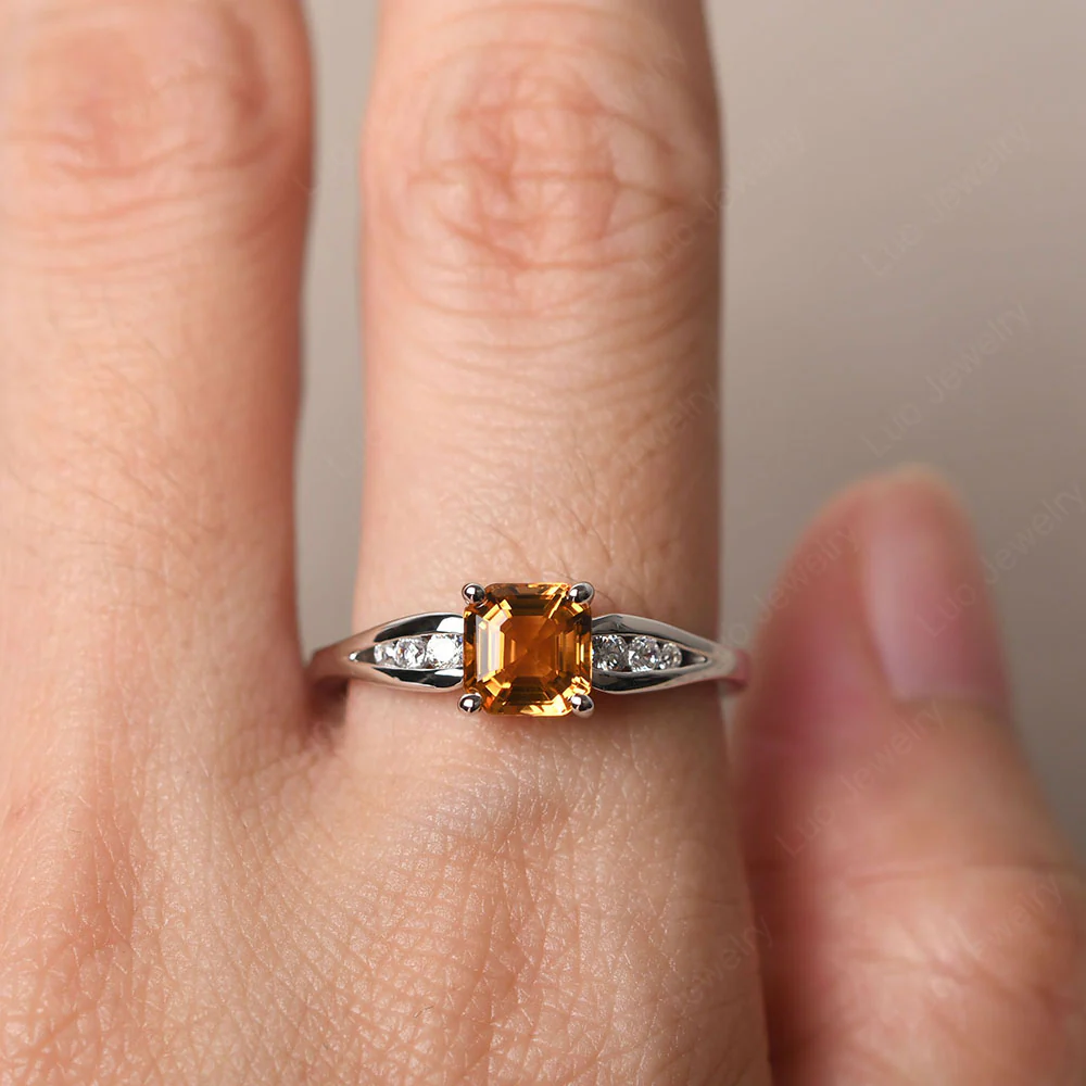 Citrine Ring with Channel Set Band - Image 6
