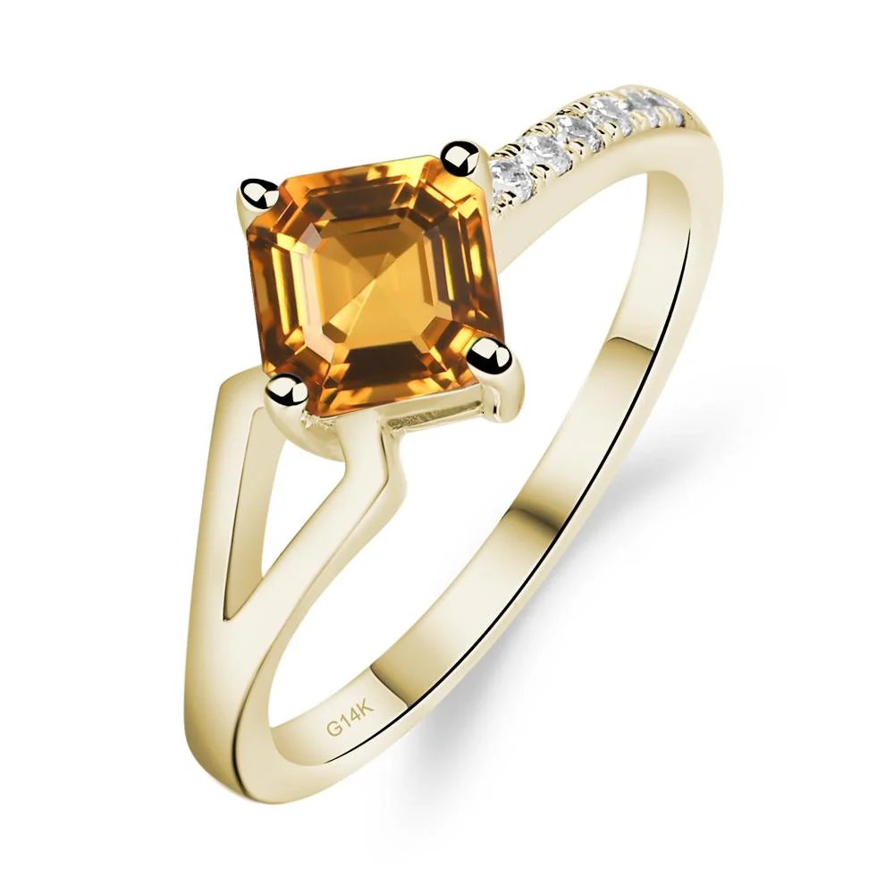 Citrine Ring Asscher Engagement Ring