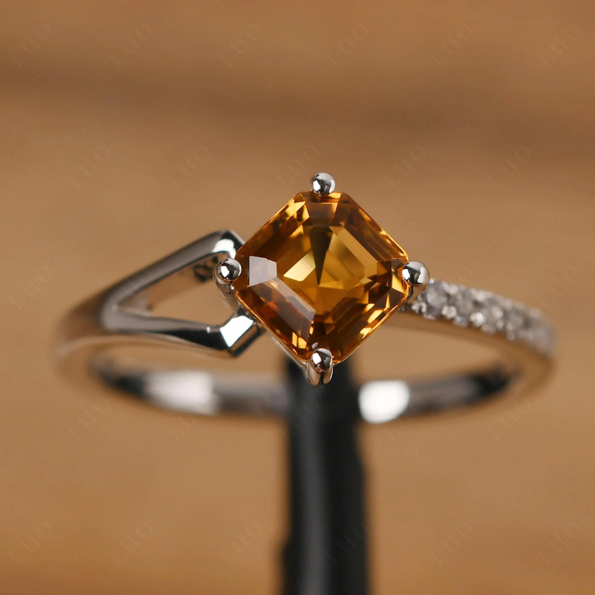 Citrine Ring Asscher Engagement Ring - Image 10