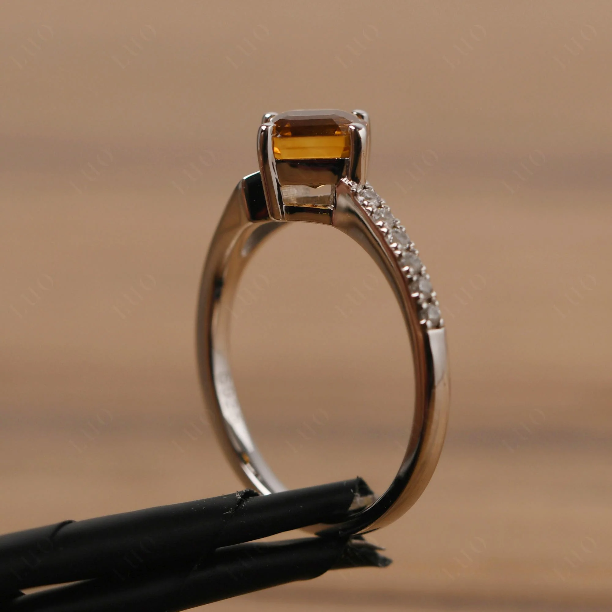 Citrine Ring Asscher Engagement Ring - Image 14