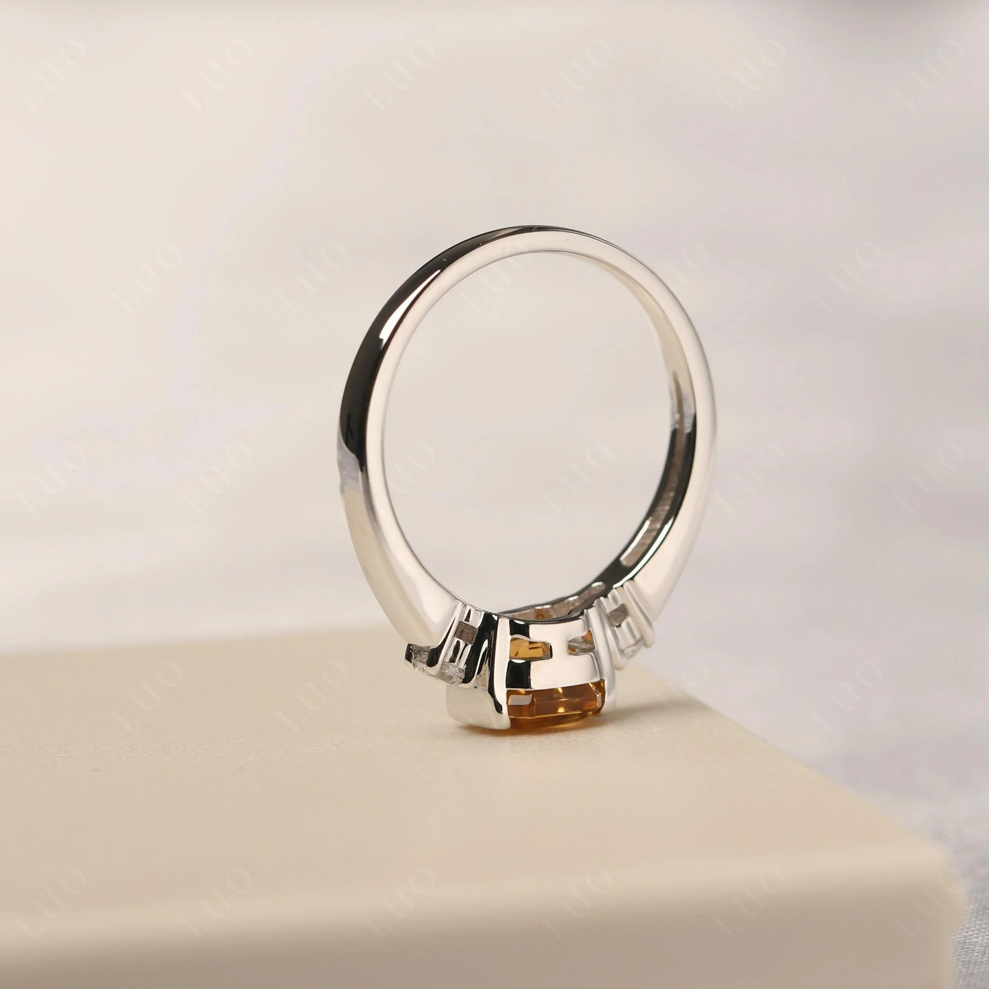 Citrine Half Bezel Set Asscher Cut Ring - Image 13