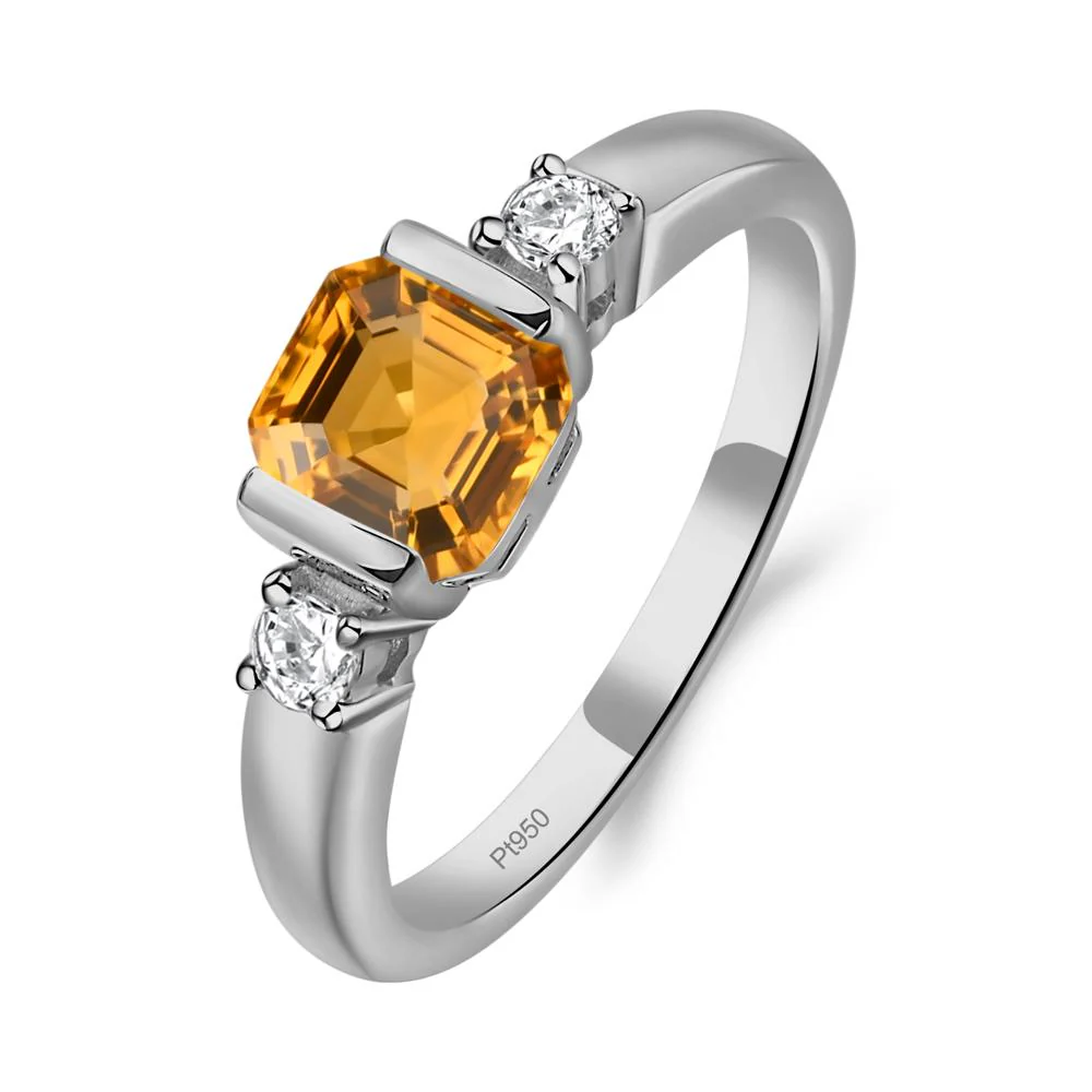 Citrine Half Bezel Set Asscher Cut Ring - Image 4