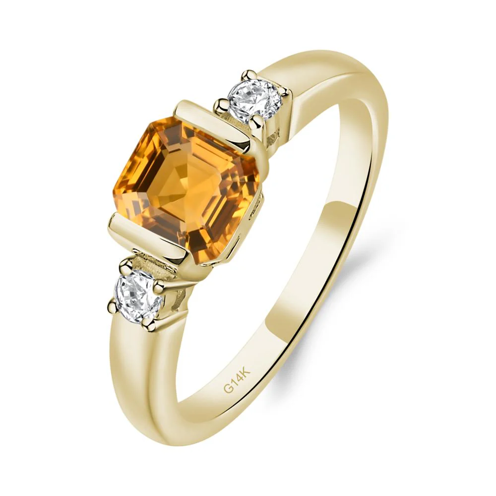 Citrine Half Bezel Set Asscher Cut Ring - Image 6