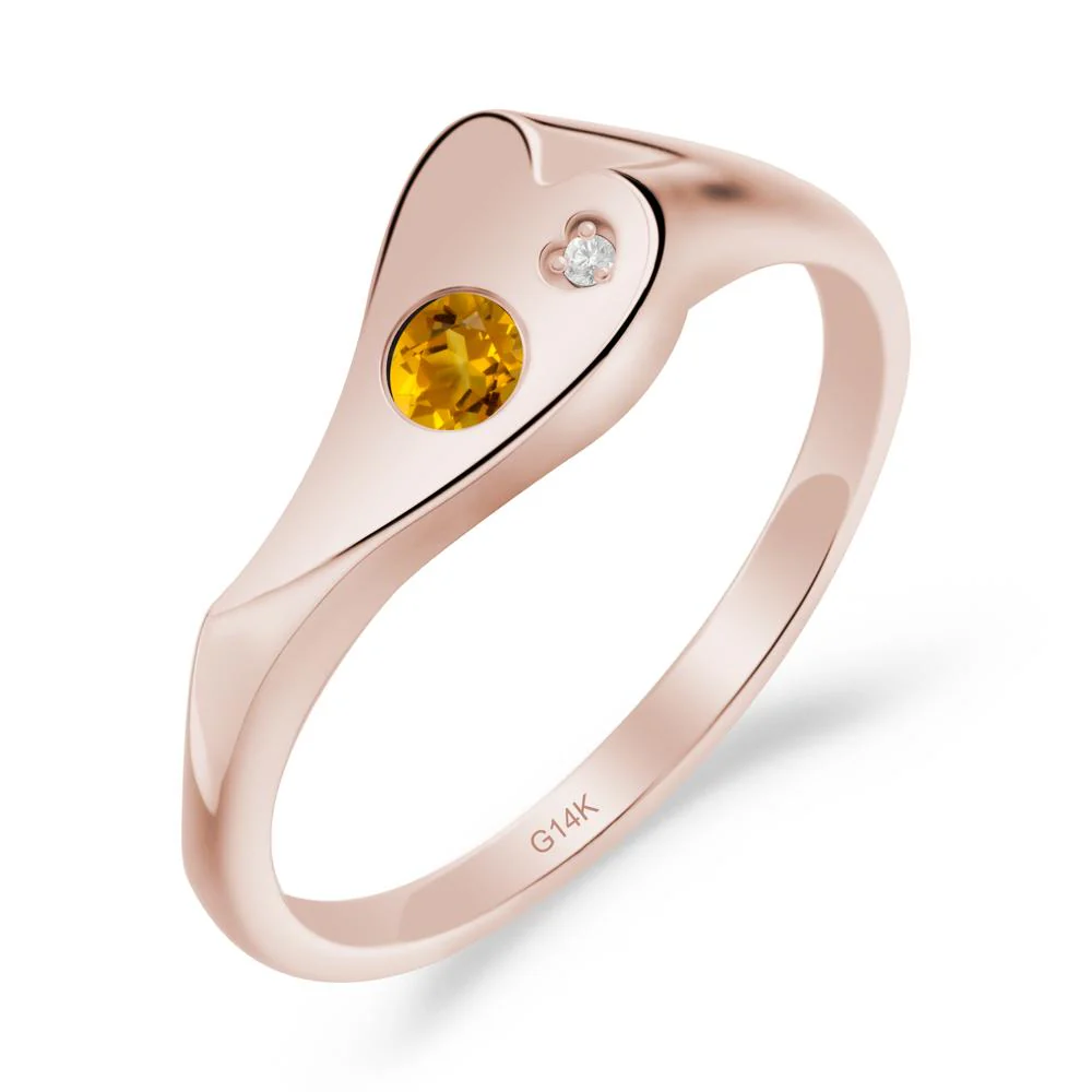 Citrine Heart Shaped Engagement Ring