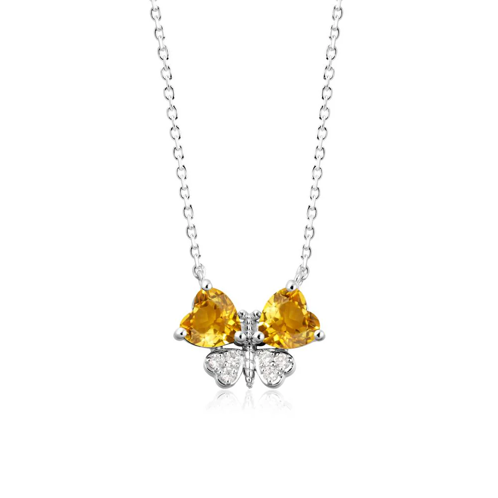 Citrine Heart Shaped Wings Butterfly Necklace - Image 6