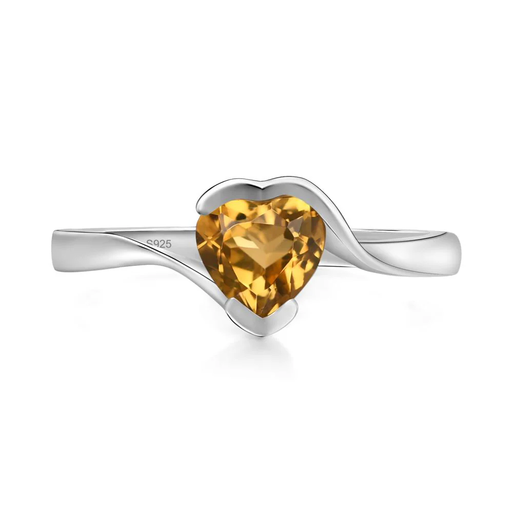 Heart Citrine Solitaire Engagement Ring