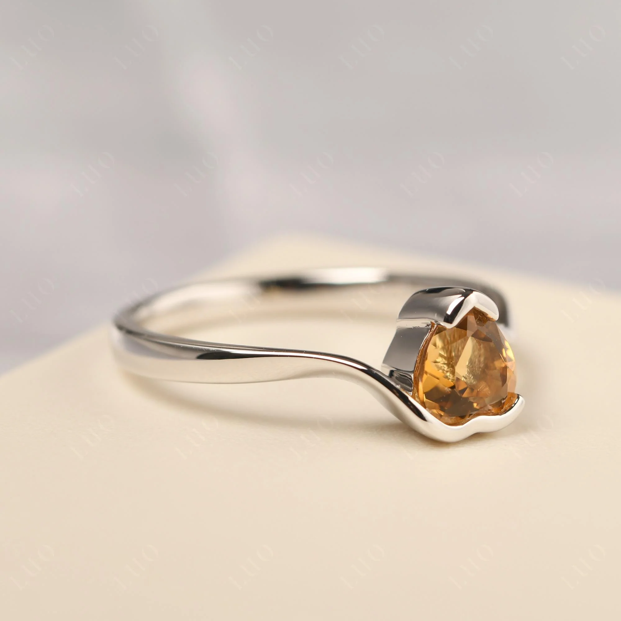 Heart Citrine Solitaire Engagement Ring - Image 11