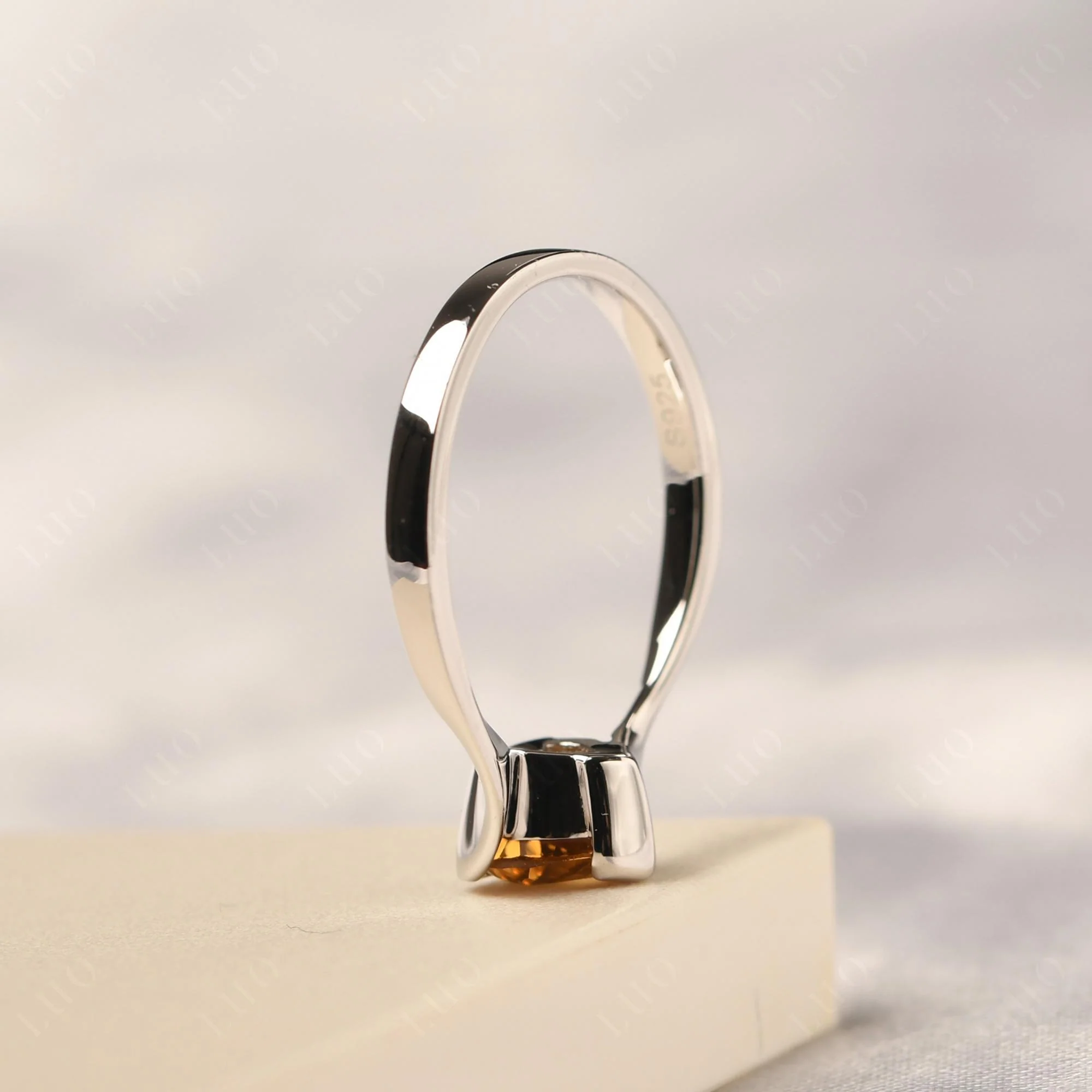 Heart Citrine Solitaire Engagement Ring - Image 13