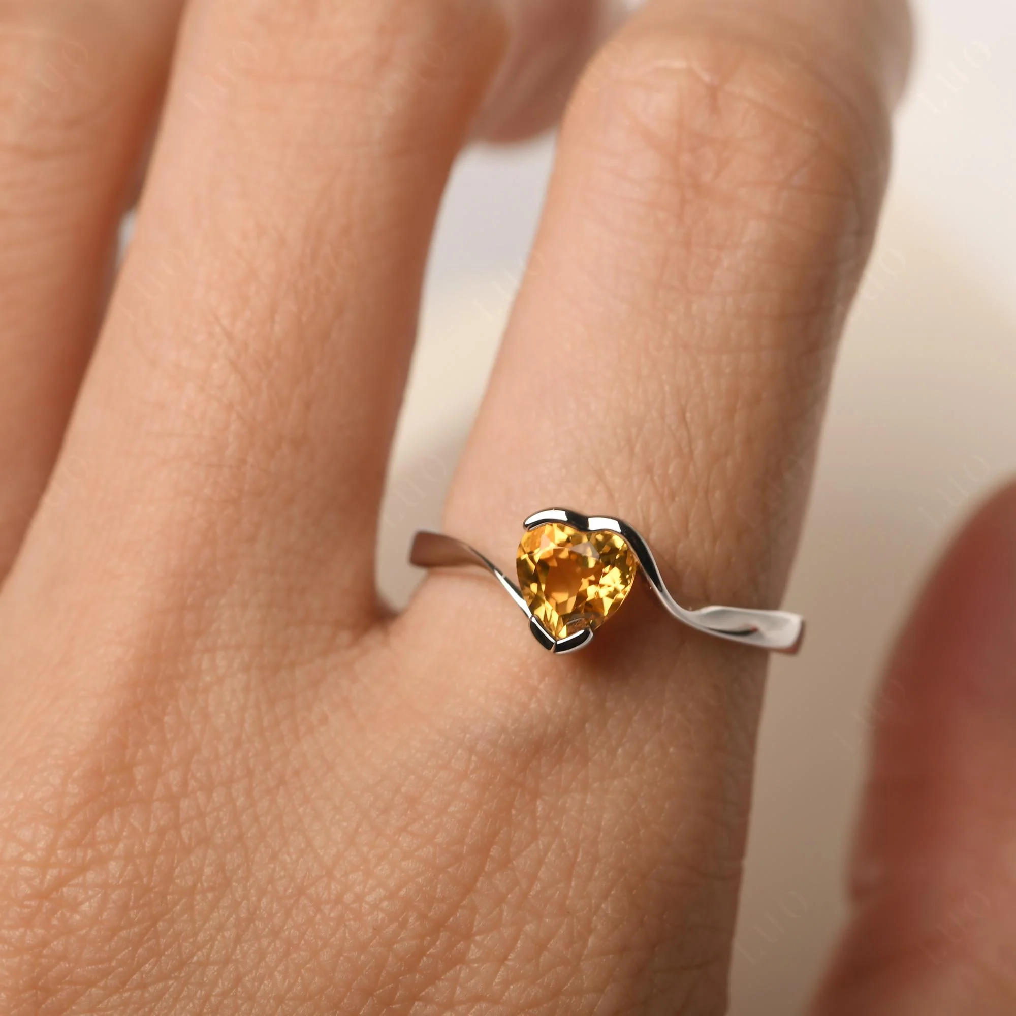 Heart Citrine Solitaire Engagement Ring - Image 14