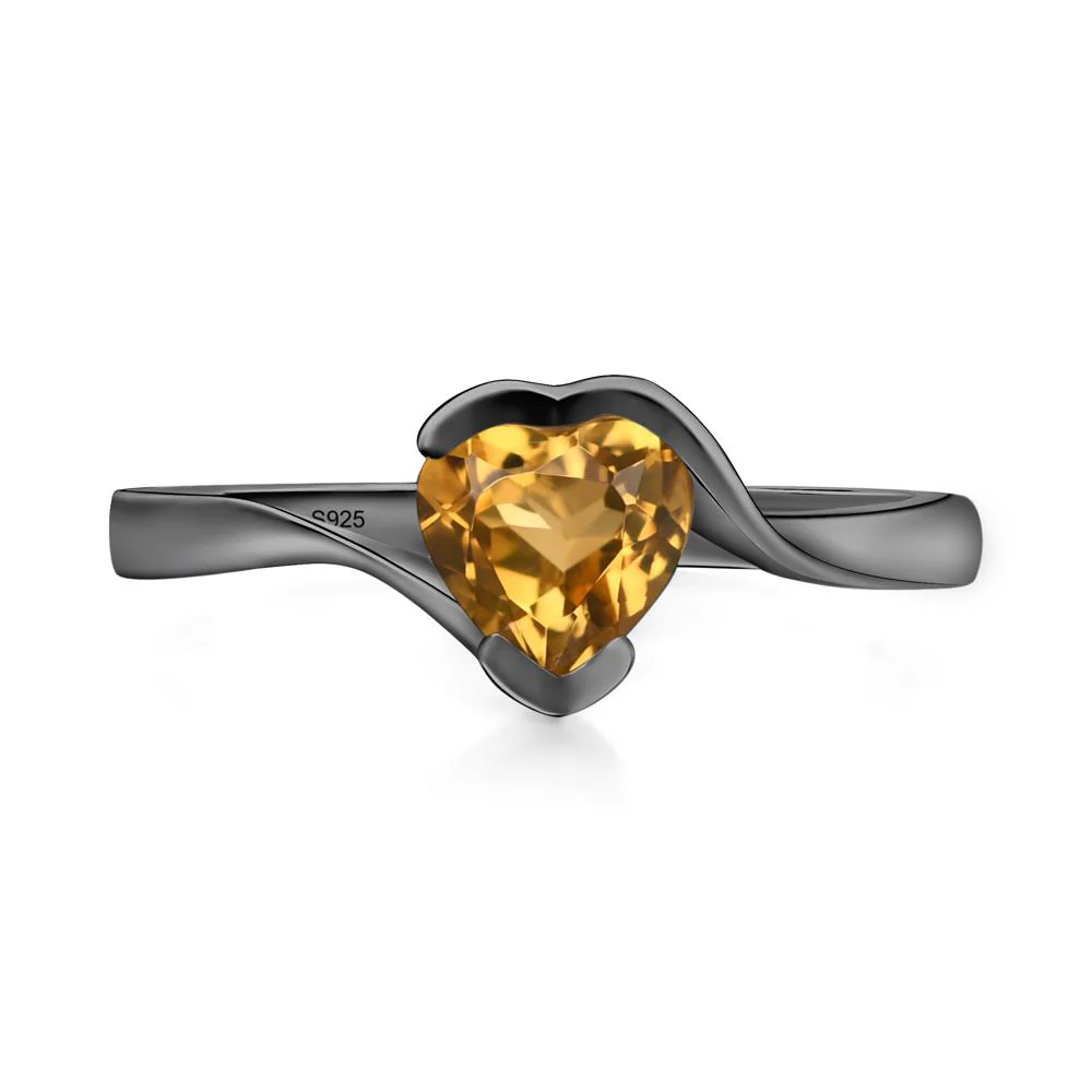 Heart Citrine Solitaire Engagement Ring - Image 2