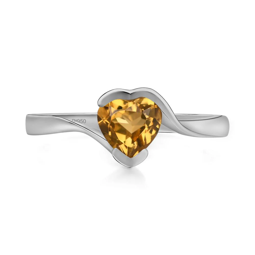 Heart Citrine Solitaire Engagement Ring - Image 6