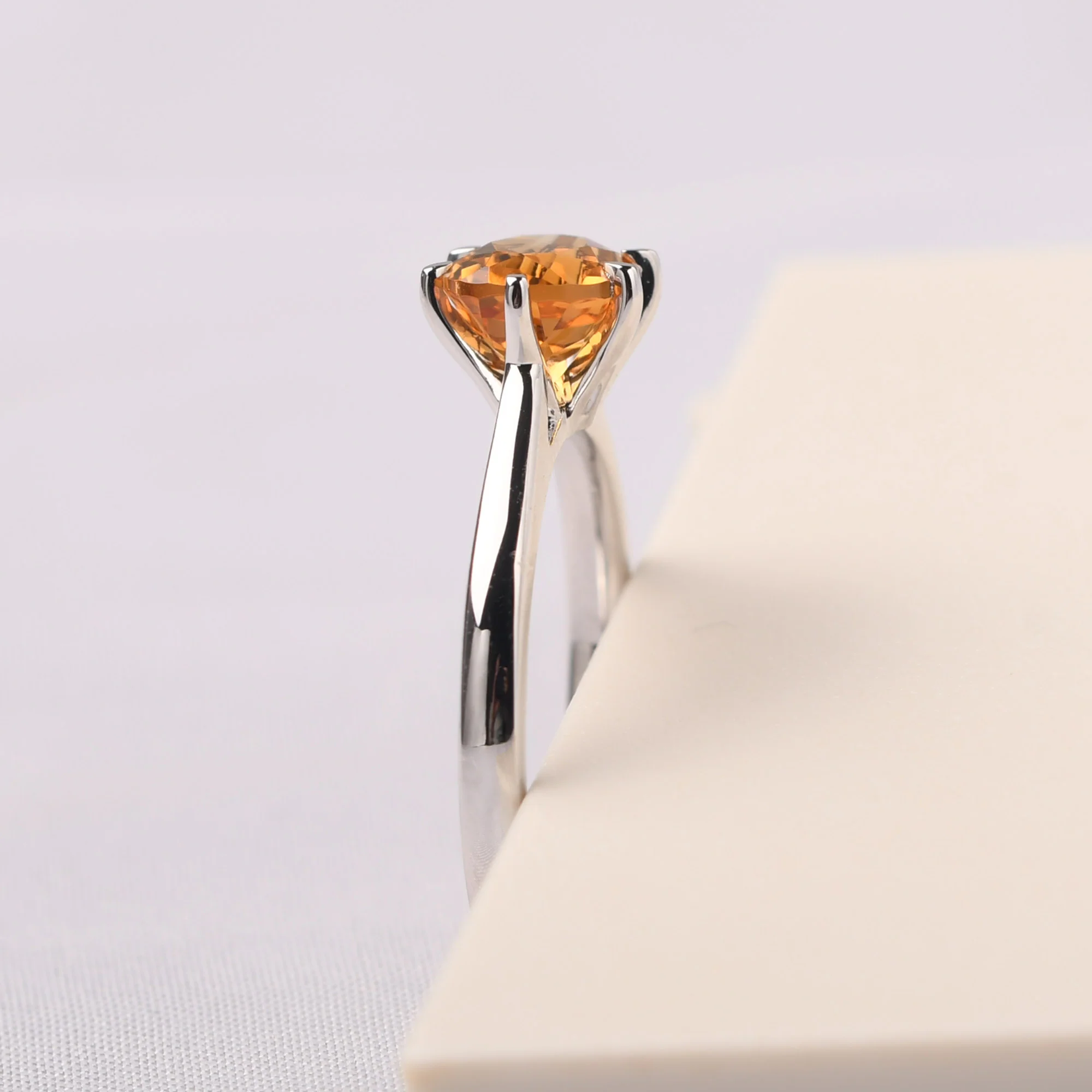 Citrine Claw Prong Engagement Ring - Image 4