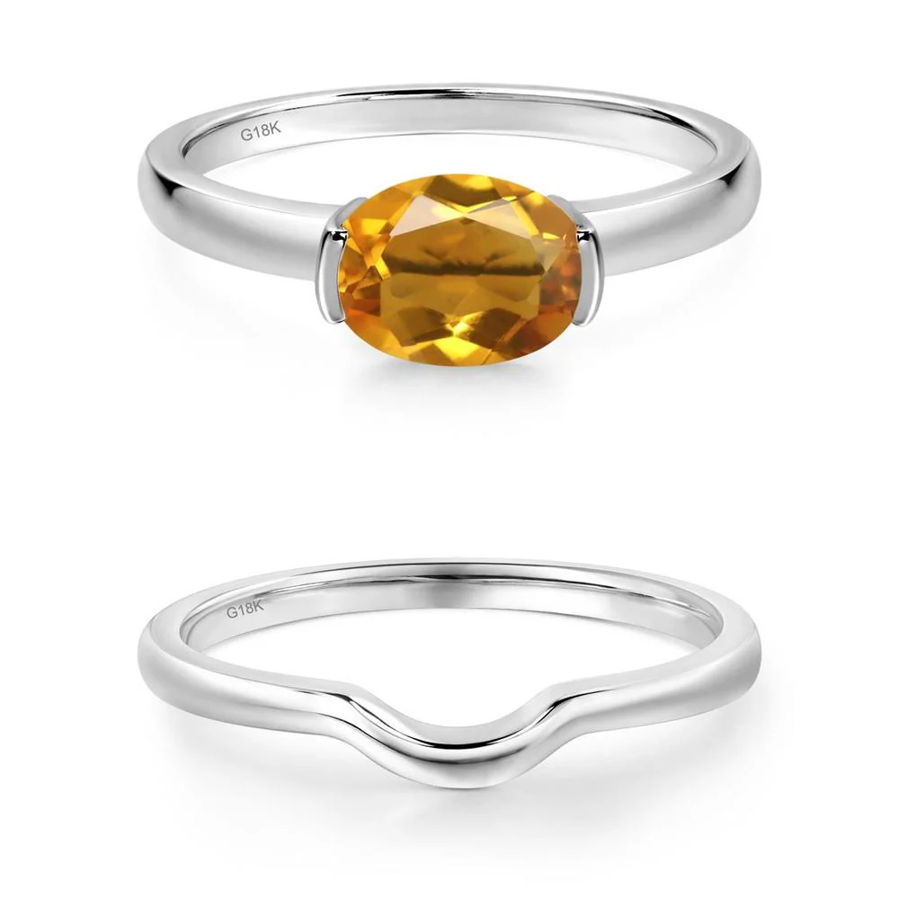 Oval Citrine Horizontal Engagement Ring - Image 17