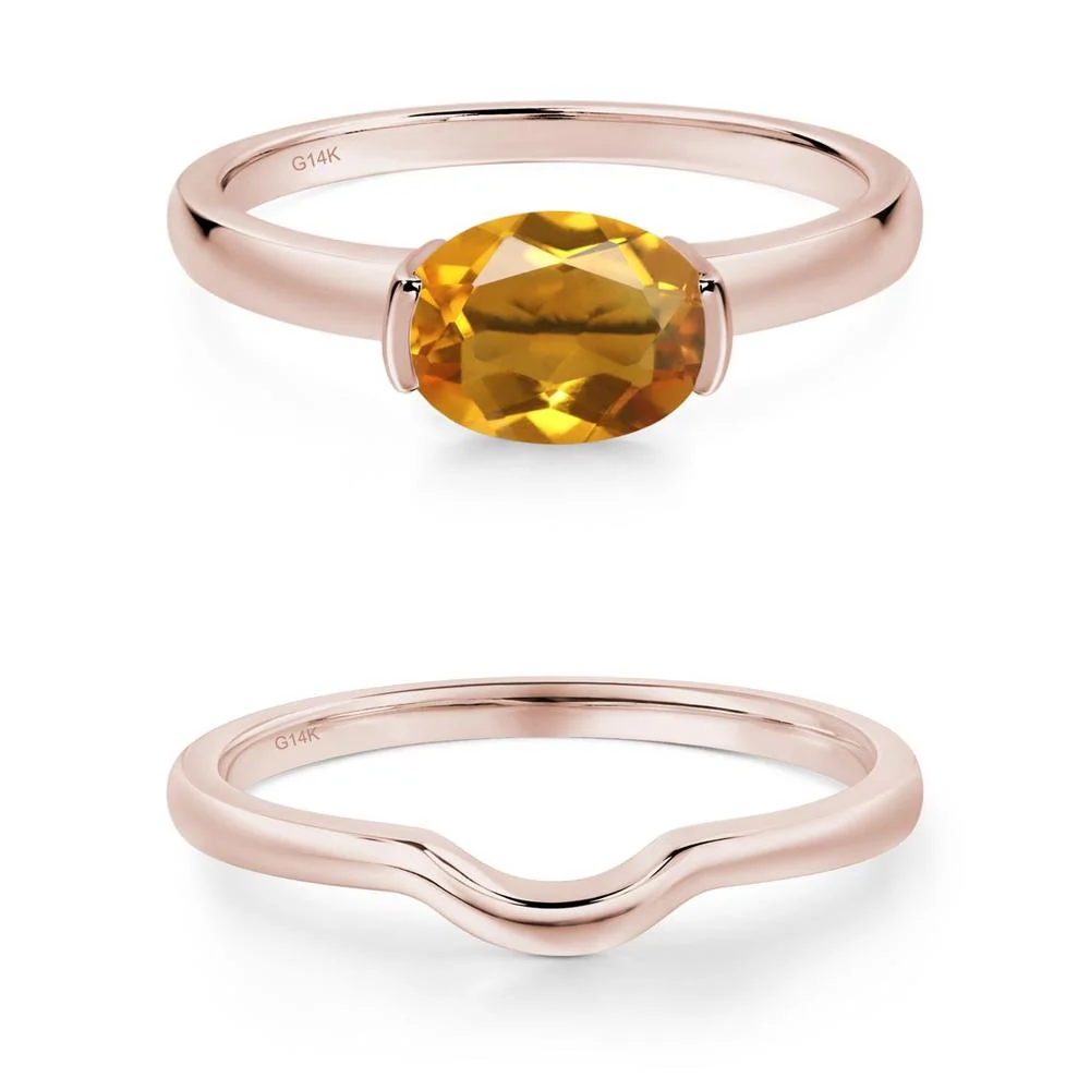 Oval Citrine Horizontal Engagement Ring - Image 21