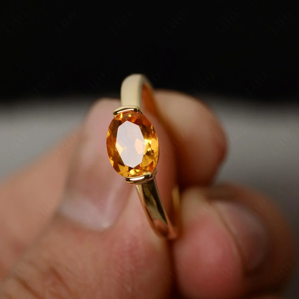 Oval Citrine Horizontal Engagement Ring - Image 29