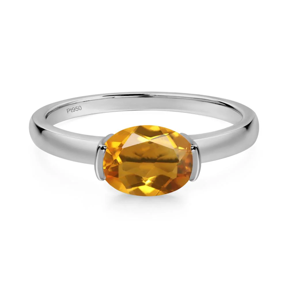 Oval Citrine Horizontal Engagement Ring - Image 3