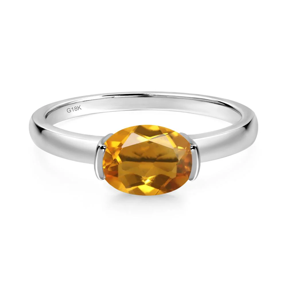 Oval Citrine Horizontal Engagement Ring - Image 4