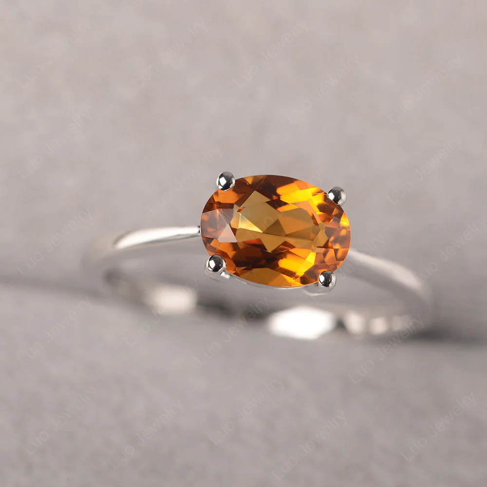 Citrine Oval Solitaire Engagement Ring