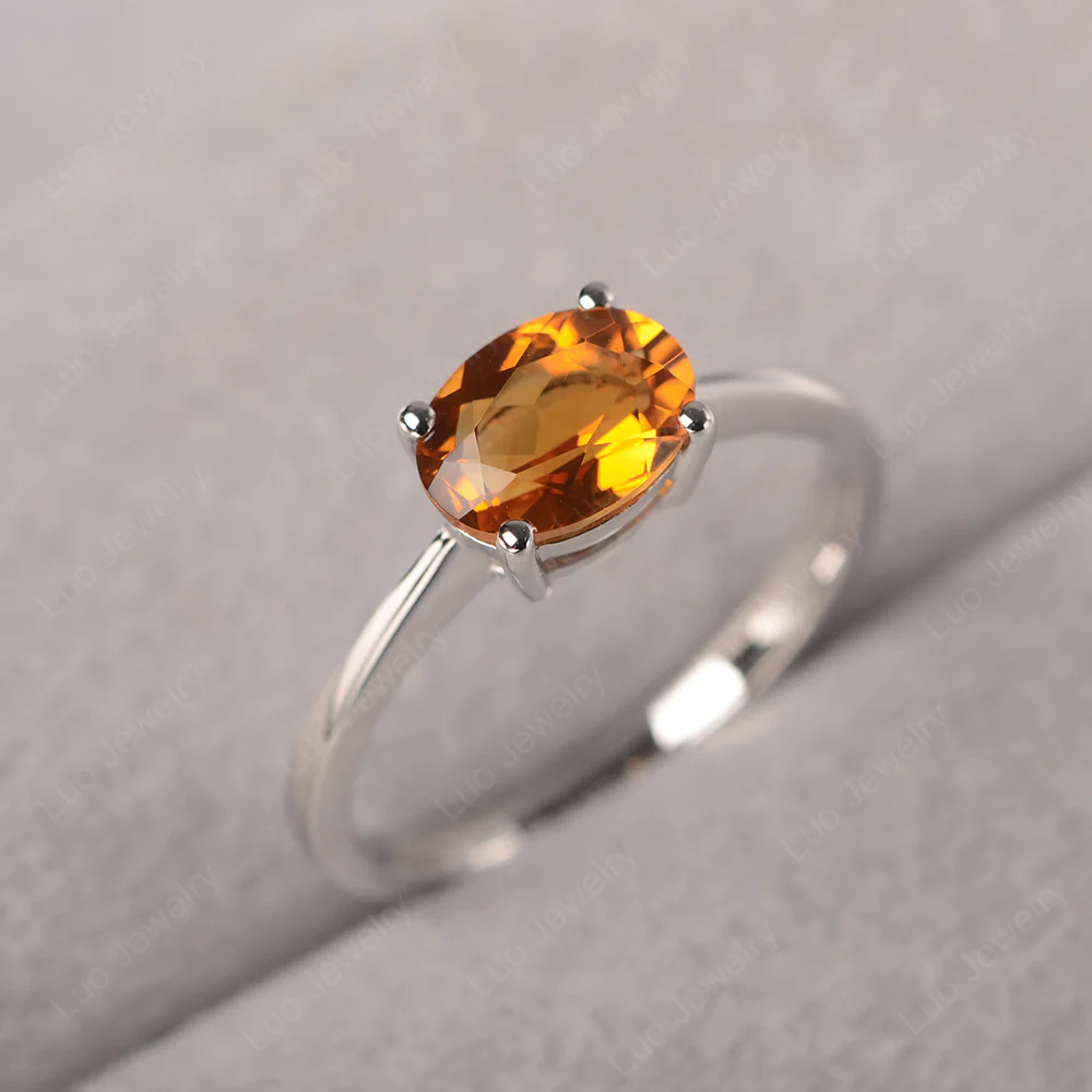 Citrine Oval Solitaire Engagement Ring - Image 2