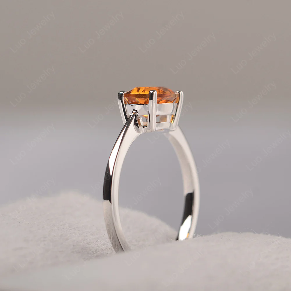 Citrine Oval Solitaire Engagement Ring - Image 4