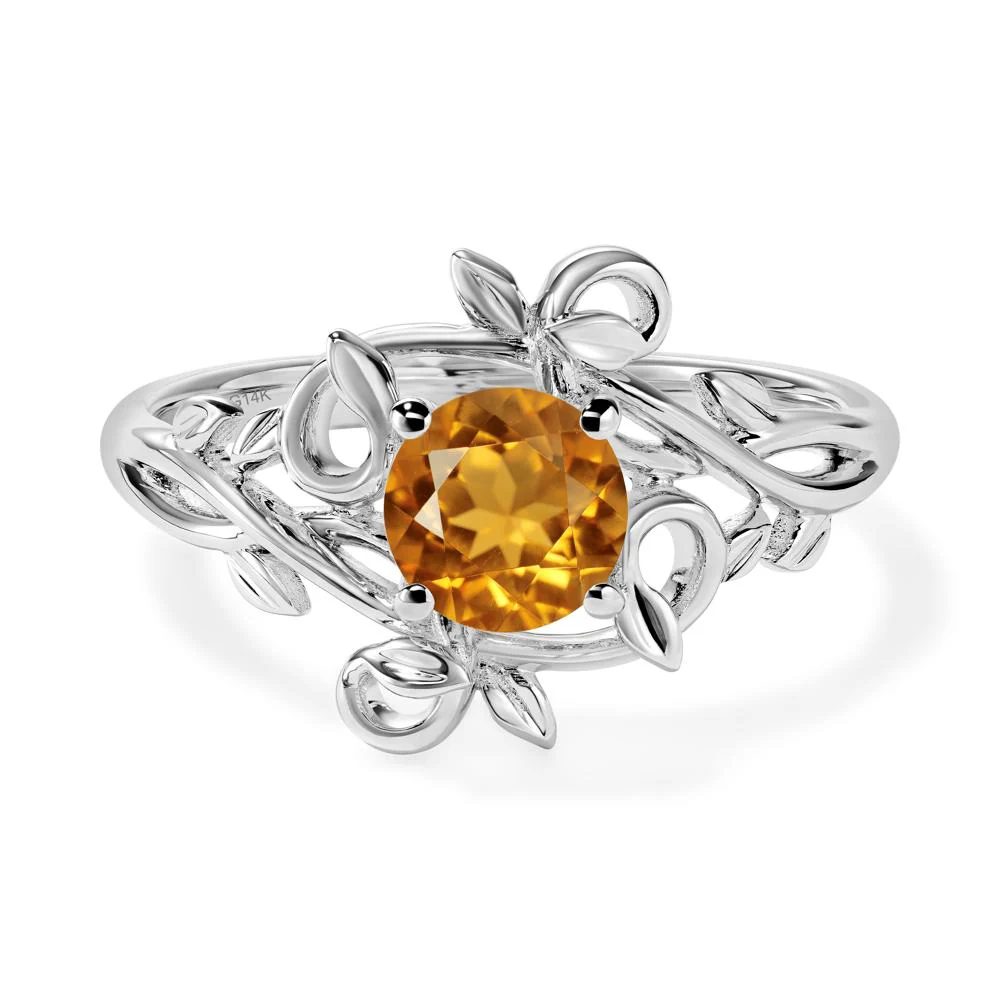 Round Cut Citrine Leaf Ring - Image 3