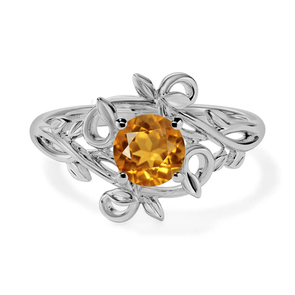 Round Cut Citrine Leaf Ring - Image 6