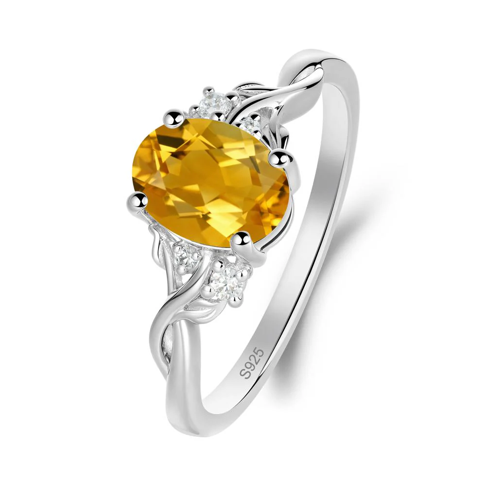 Citrine Leaf Twist Engagement Ring - Image 2