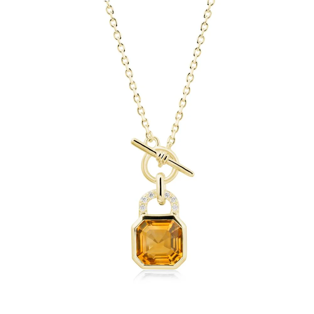 Citrine Lock Pendant Necklace with Openable Toggle - Image 6