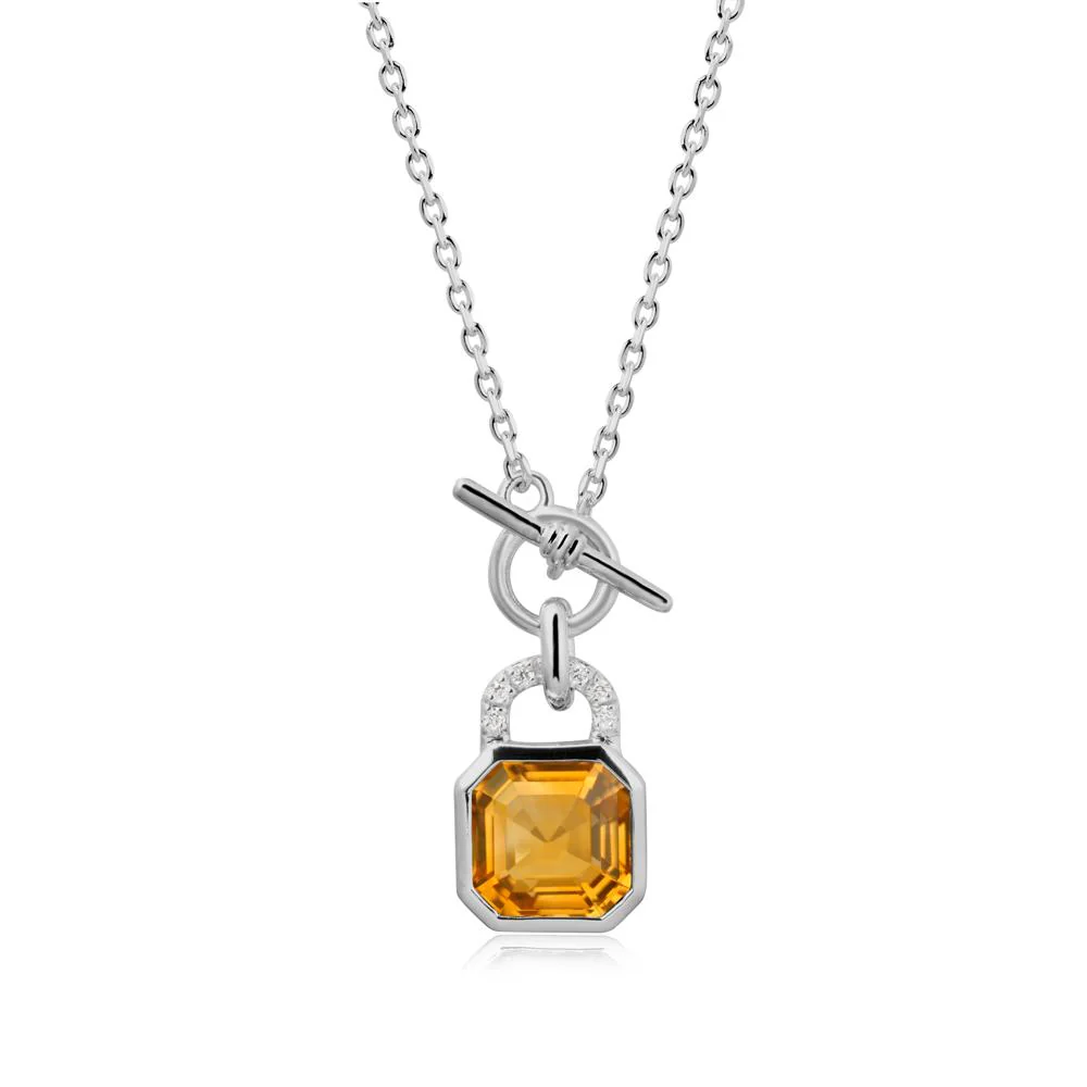 Citrine Lock Pendant Necklace with Openable Toggle - Image 8