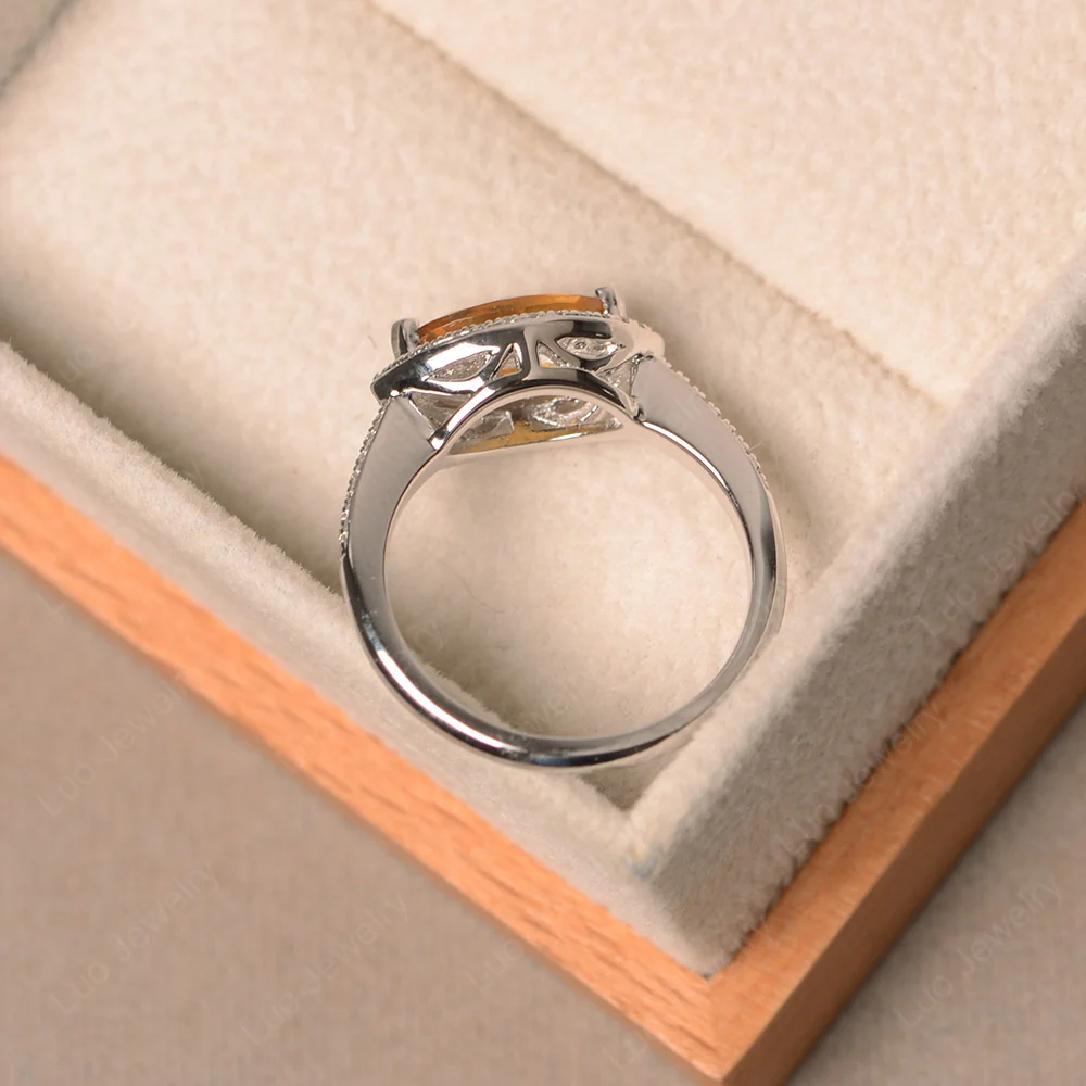 Citrine Marquise Halo Ring - Image 3