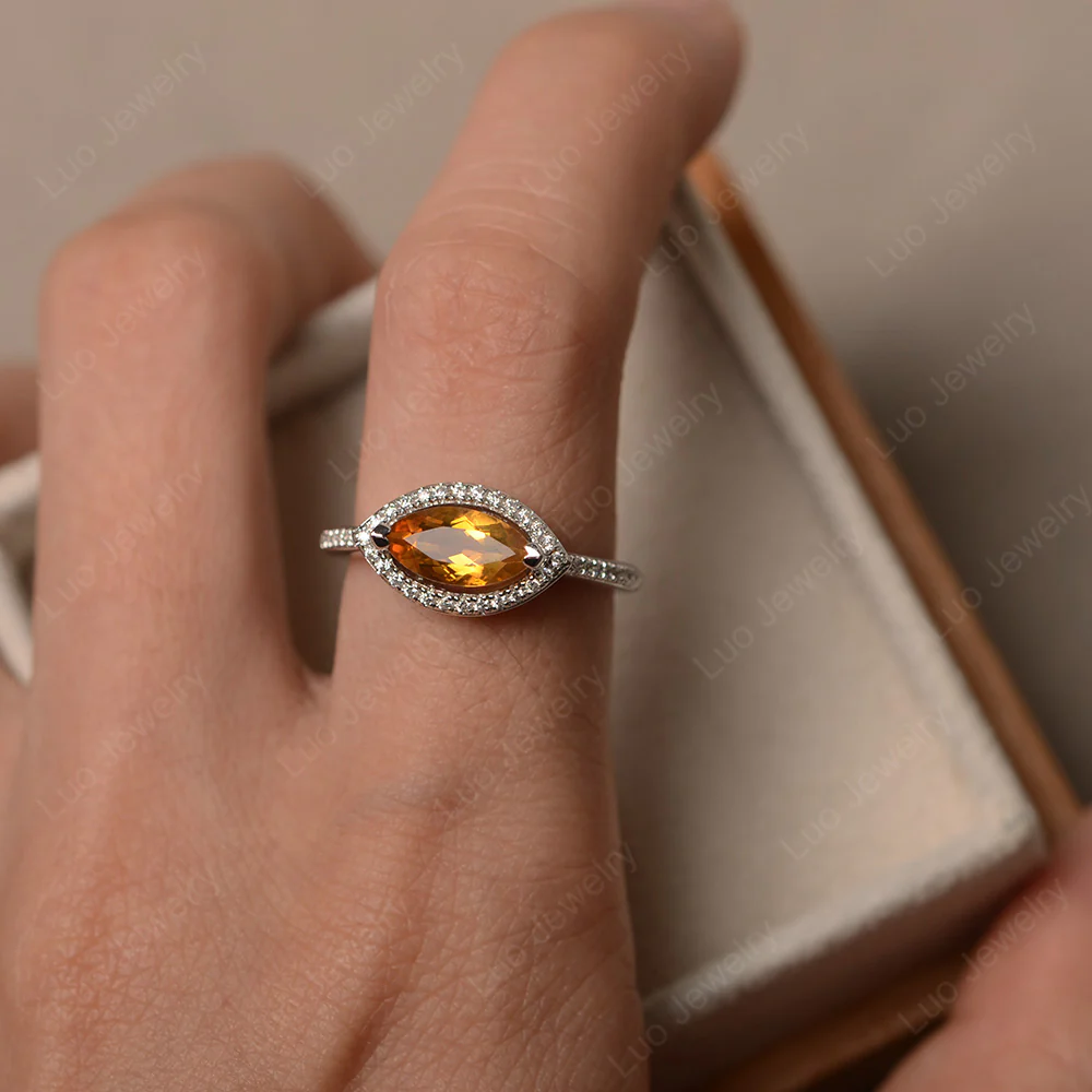 Citrine Marquise Halo Ring - Image 4