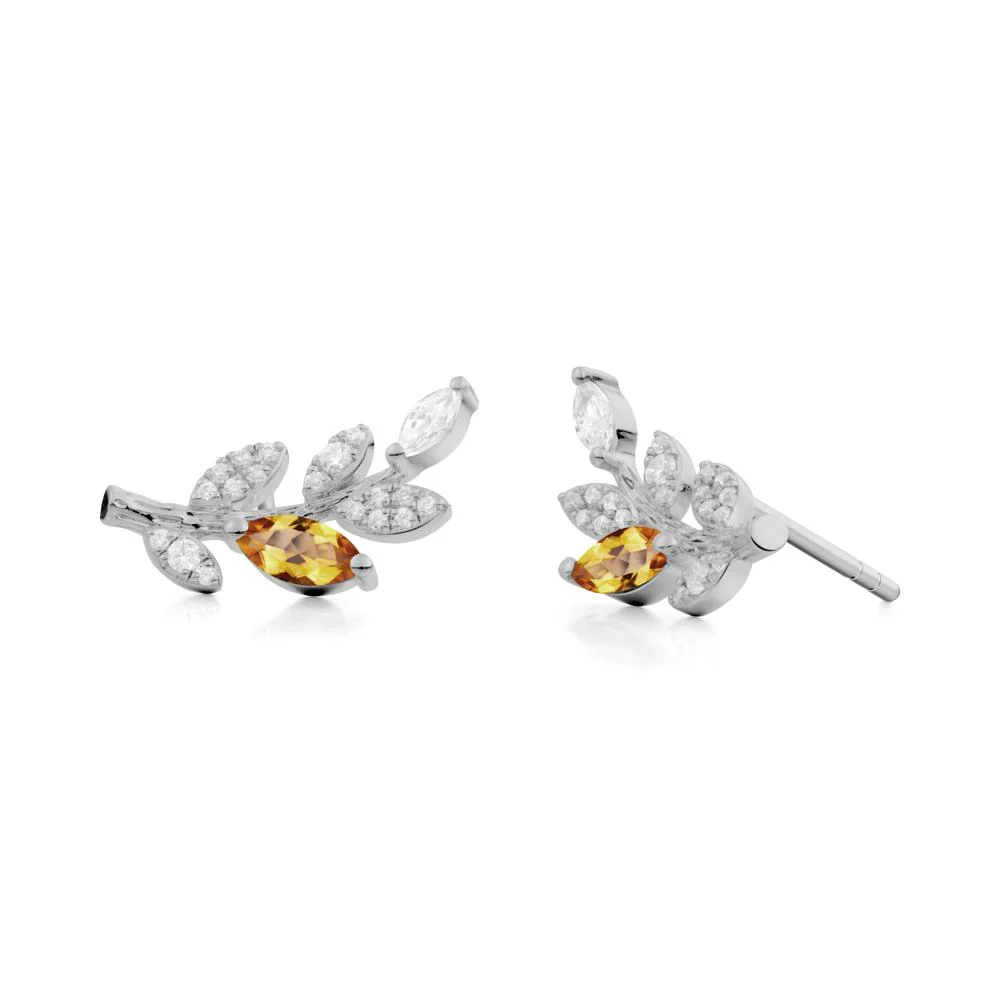 Citrine Olive Branch Stud Earrings - Image 3