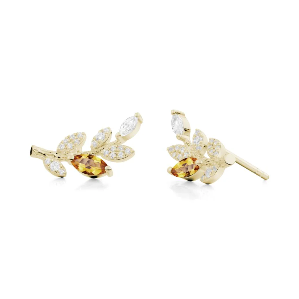 Citrine Olive Branch Stud Earrings - Image 5
