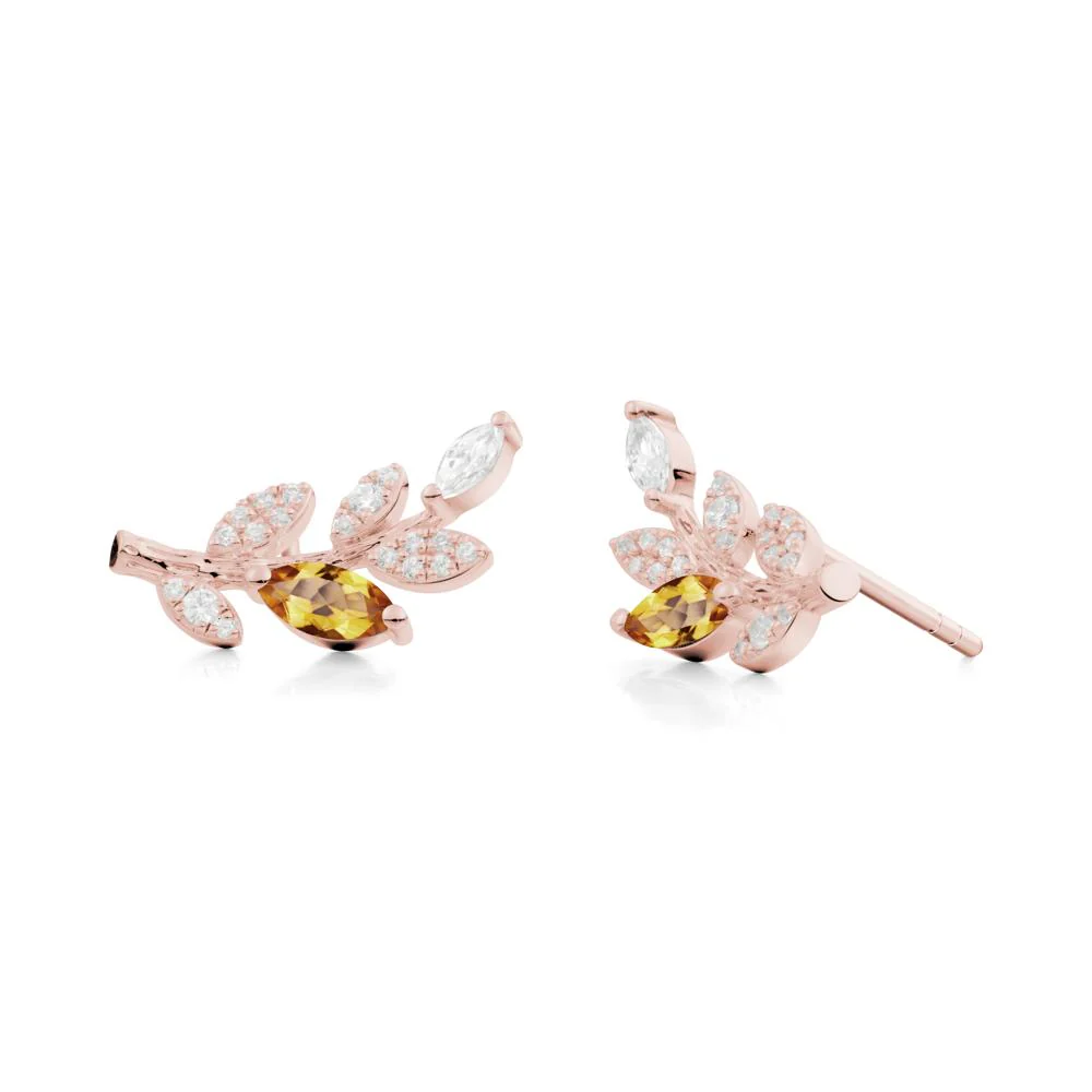 Citrine Olive Branch Stud Earrings - Image 6