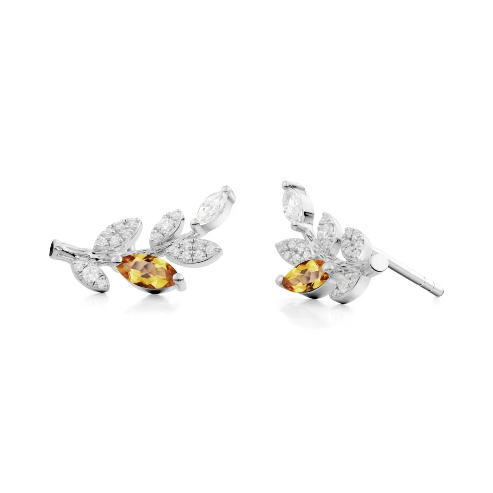 Citrine Olive Branch Stud Earrings - Image 8