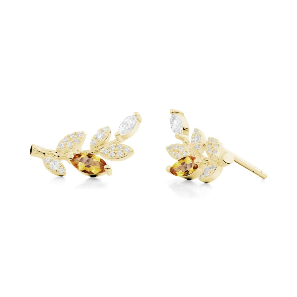 Citrine Olive Branch Stud Earrings - Image 9