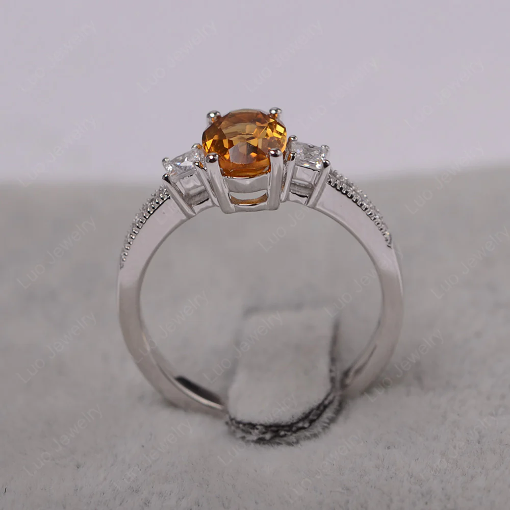 Oval Citrine Milgrain Statement Ring - Image 3