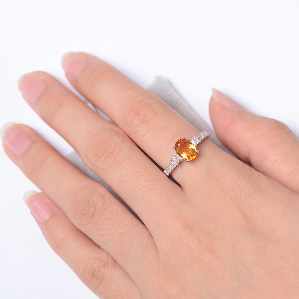Oval Citrine Milgrain Statement Ring - Image 4