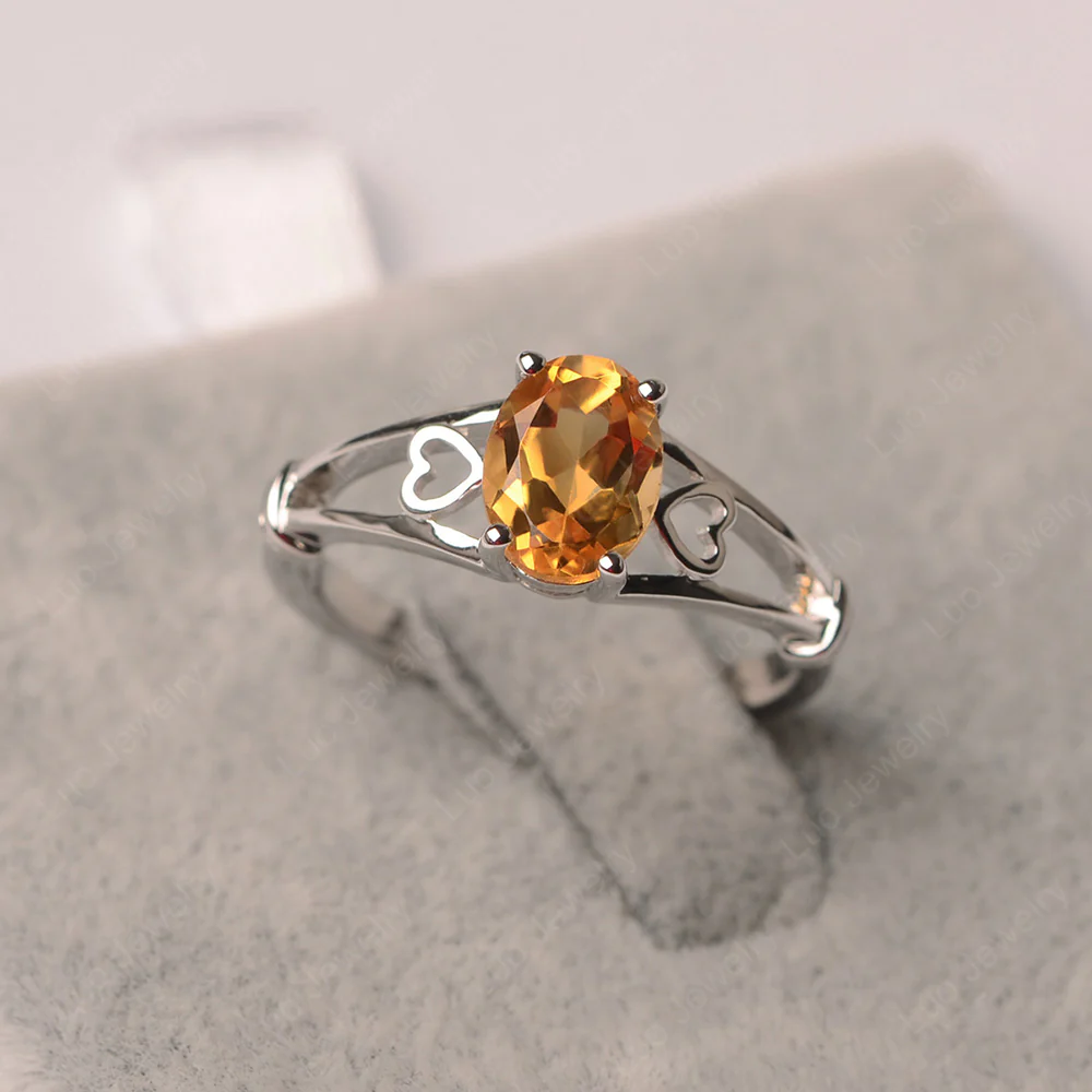 Citrine Oval Cut Solitaire Engagement Ring