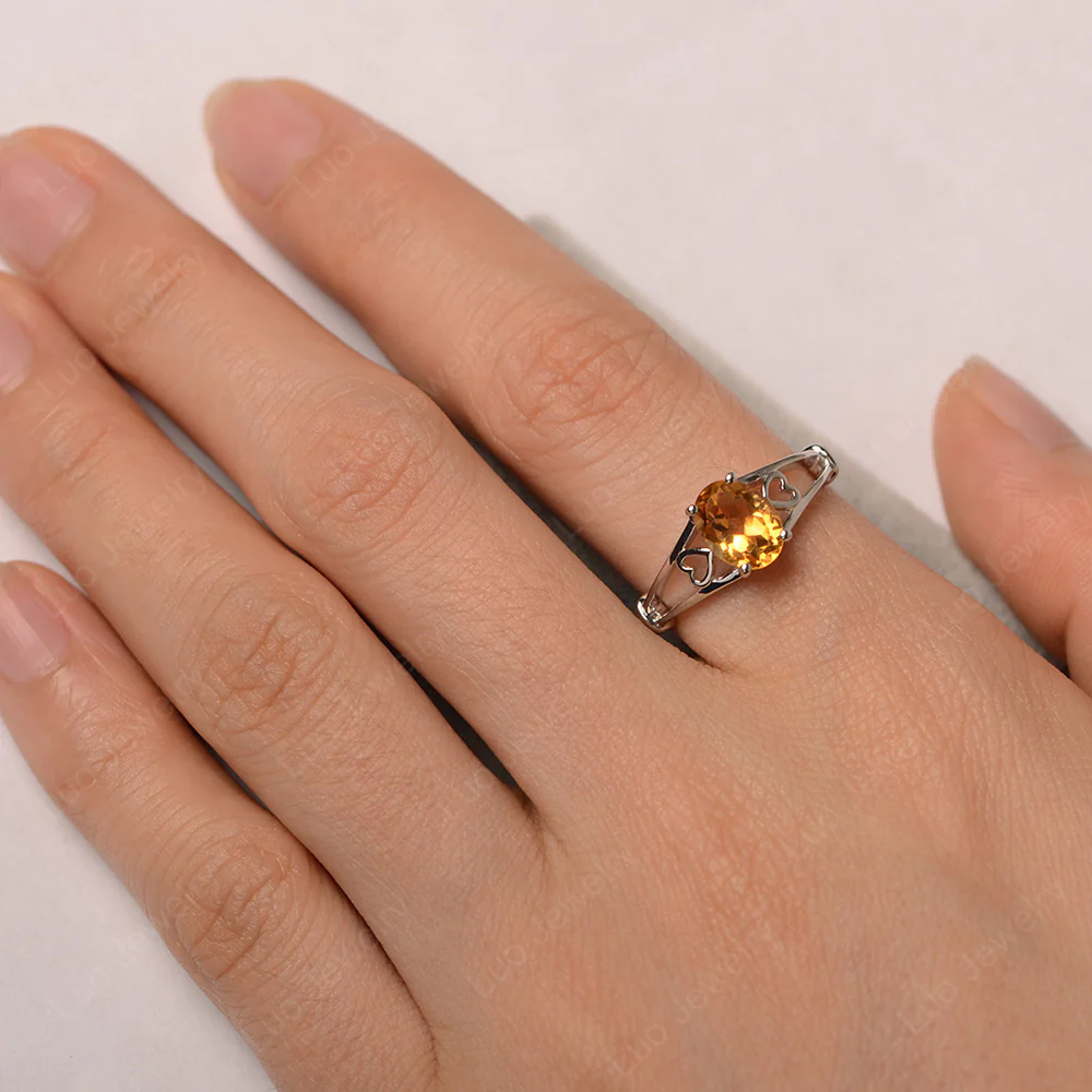 Citrine Oval Cut Solitaire Engagement Ring - Image 3