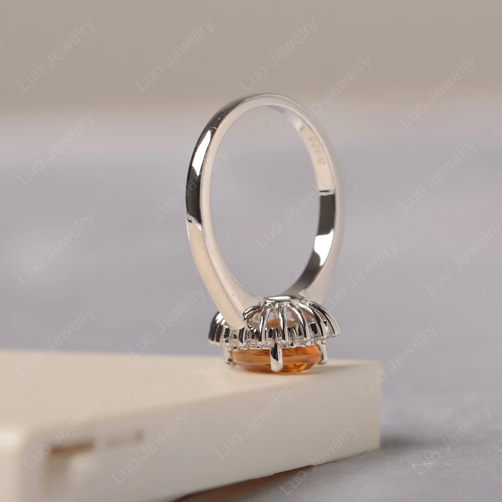 Citrine Pear Halo Engagement Ring - Image 5