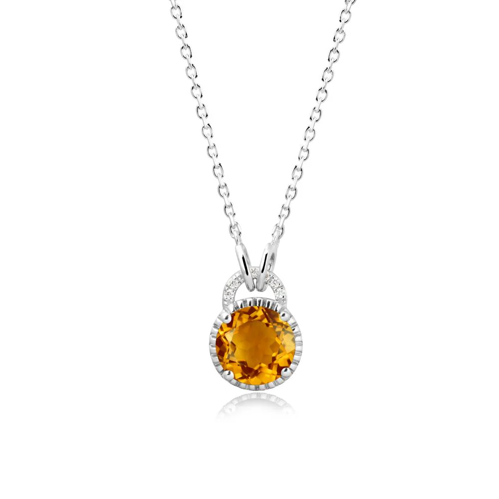 Citrine Pendant with Decorative Halo